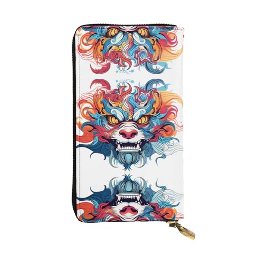 WZYWHJ Stilvolle Geldbörse aus bedrucktem Leder, lange Clutch für Damen, strapazierfähiges Material, 12 Kartenfächer, Reißverschlussfächer von WZYWHJ