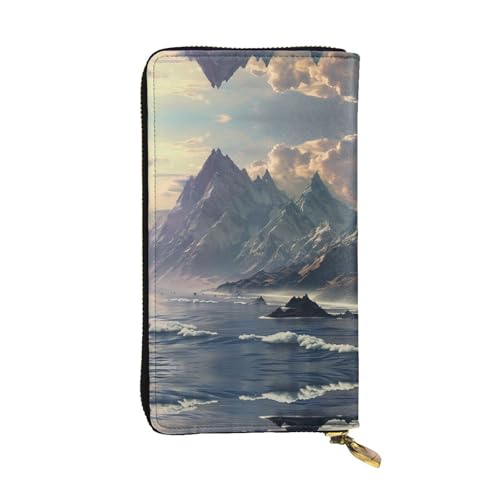 WZYWHJ Stilvolle Geldbörse aus bedrucktem Leder, lange Clutch für Damen, strapazierfähiges Material, 12 Kartenfächer, Reißverschlussfächer von WZYWHJ