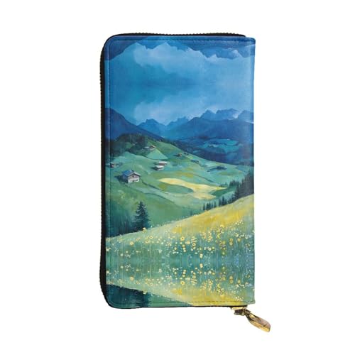 WZYWHJ Stilvolle Peak Line Prints Ledergeldbörse – lange Clutch für Damen, strapazierfähiges Material, 12 Kartenfächer, Reißverschlussfächer von WZYWHJ