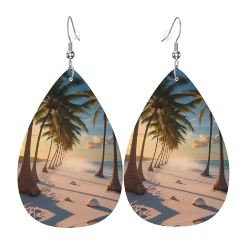 WZYWHJ Strand Kokosnussbäume Drucke Damen Leder Ohrringe Einfache Wassertropfen Anhänger Mode Urlaub Geschenk WZYWHJ Strand Kokosnussbäume Drucke Damen Leder Ohrringe Einfache Wassertropfen Anhänger Mode Urlaub Geschenk von WZYWHJ