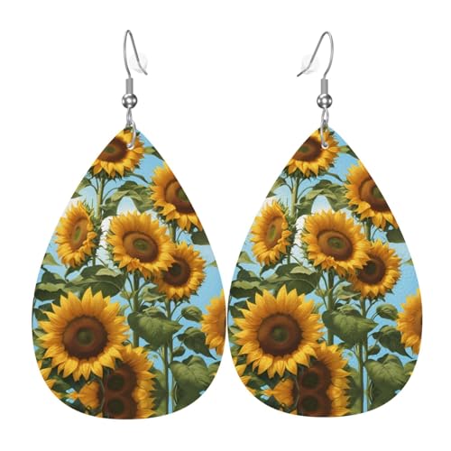 WZYWHJ Sunflowers Prints Damen Leder Ohrringe Einfache Wassertropfen Anhänger Mode Urlaub Geschenk WZYWHJ Sunflowers Prints Damen Leder Ohrringe Einfache Wassertropfen Anhänger Mode Urlaub Geschenk von WZYWHJ
