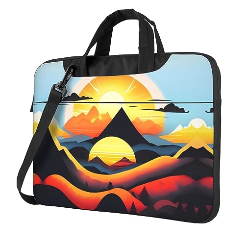WZYWHJ Sunrise Mountain Prints Laptoptasche – mit weichem Innenfutter, mehreren Taschen – ideal für Männer, Reisen und Business, Schwarz, 13 inch WZYWHJ Sunrise Mountain Prints Laptoptasche – mit weichem Innenfutter, mehreren Taschen – ideal für Männer, Reisen und Business, Schwarz, 13 inch von WZYWHJ