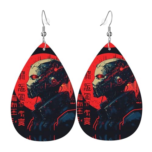 WZYWHJ Techno-Punk-Stil Drucke Damen Leder Ohrringe Einfache Wassertropfen Anhänger Mode Urlaub Geschenk von WZYWHJ