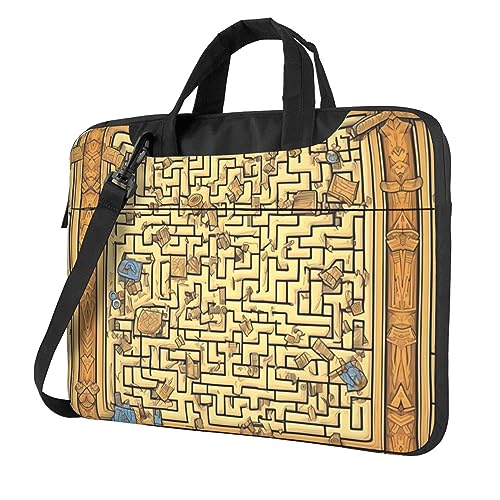 WZYWHJ Treasure Maze Prints Laptoptasche – mit weichem Innenfutter, mehreren Taschen – ideal für Männer, Reisen und Business, Schwarz, 14 inch WZYWHJ Treasure Maze Prints Laptoptasche – mit weichem Innenfutter, mehreren Taschen – ideal für Männer, Reisen und Business, Schwarz, 14 inch von WZYWHJ