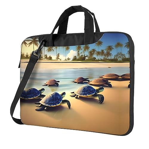 WZYWHJ Turtles on the beach Prints Laptoptasche – mit weichem Innenfutter, mehreren Taschen – ideal für Männer, Reisen und Business, Schwarz, 14 inch WZYWHJ Turtles on the beach Prints Laptoptasche – mit weichem Innenfutter, mehreren Taschen – ideal für Männer, Reisen und Business, Schwarz, 14 inch von WZYWHJ