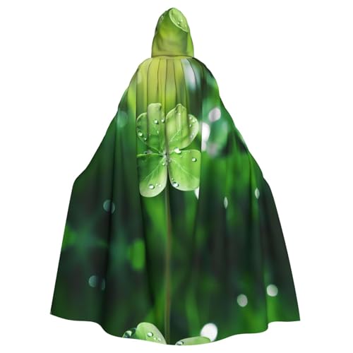 WZYWHJ Vierblättriges Kleeblatt Bild Aldult Cosplay Poncho Kapuzenumhang für Damen und Herren Halloween Party von WZYWHJ