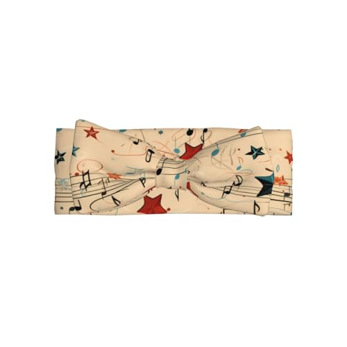 WZYWHJ Vintage-Musiknoten-Kunst-Bild mit Babyschleife und elastischem, weichem Haarschmuck für Neugeborene und Mädchen von WZYWHJ