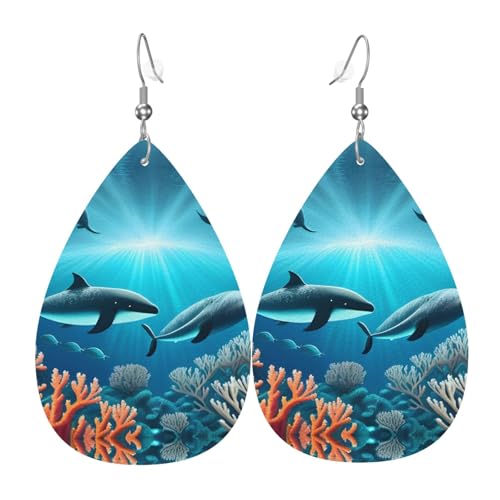 WZYWHJ Wale unter dem Meer Drucke Damen Leder Ohrringe Einfache Wassertropfen Anhänger Mode Urlaub Geschenk WZYWHJ Wale unter dem Meer Drucke Damen Leder Ohrringe Einfache Wassertropfen Anhänger Mode Urlaub Geschenk von WZYWHJ
