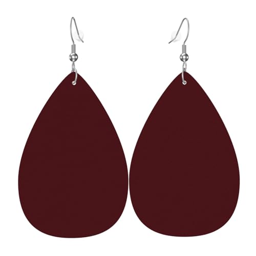 WZYWHJ Weinrot Bild Damen Leder Ohrringe Einfache Wassertropfen Anhänger Mode Urlaub Geschenk von WZYWHJ