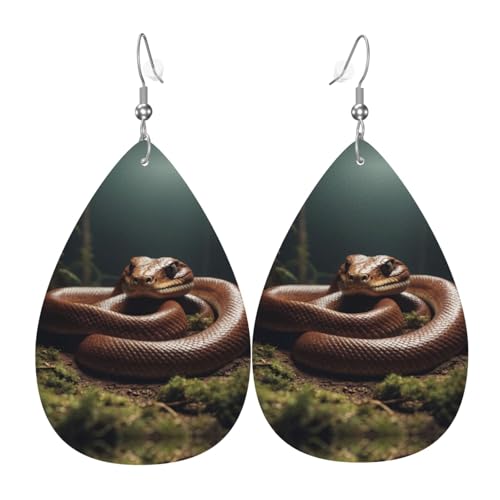 WZYWHJ Winterschlange Bild Damen Leder Ohrringe Einfache Wassertropfen Anhänger Mode Urlaub Geschenk von WZYWHJ