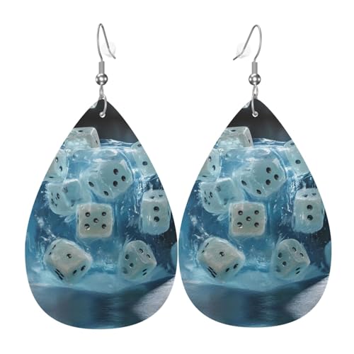 WZYWHJ Würfel im Eis Bild Damen Leder Ohrringe Einfache Wassertropfen Anhänger Mode Urlaub Geschenk von WZYWHJ