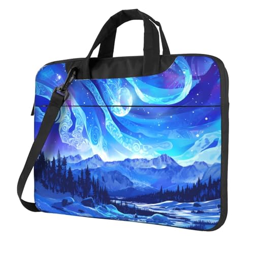 WZYWHJ Wunderschöne Laptoptasche mit Nordlichter-Aufdruck, mit weichem Innenfutter, mehreren Taschen, ideal für Herren, Reisen und Business, Schwarz, 14 inch WZYWHJ Wunderschöne Laptoptasche mit Nordlichter-Aufdruck, mit weichem Innenfutter, mehreren Taschen, ideal für Herren, Reisen und Business, Schwarz, 14 inch von WZYWHJ