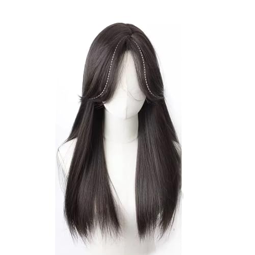 Haarteile Lange Perücke, synthetische Perücke, gerade Perücken, widerstandsfähige Faserperücken, lange lockige, gewellte schwarze Perücken für Frauen, synthetischer natürlicher Look Perücke von WZYYCV