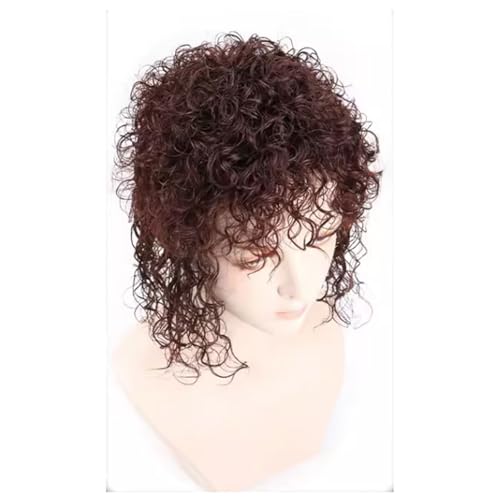 Haarteile Perücke Kunsthaar Natur Locken Topper Flauschiges Haarteil Stirnband Kleberlose Perücke Nahtlos Clip-in Top Wiglet für Frauen Dünnes Haar Perücke von WZYYCV