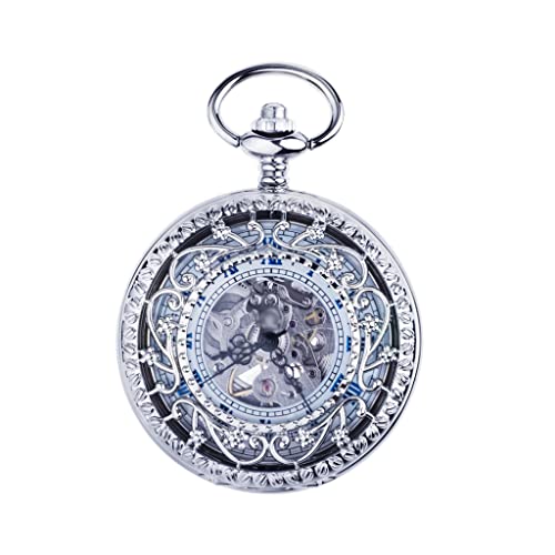 WZYYCV Herren Taschenuhr Gravierte Taschenuhr mit Klappe und Kette für Herren Taschenuhr Vintage Taschenuhr Automatische mechanische Taschenuhr Mechanisch Taschenuhr von WZYYCV