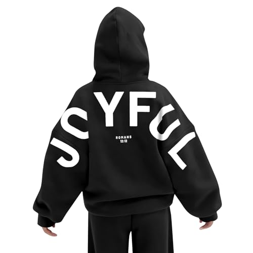 Hoodie Damen Oversize Mit Kapuze Casual Sweatshirt Briefdruck Drucken Mode Kapuzenpullover Einfarbig Locker Pullover Streetwear Stylischer Langarmshirt Warm Winter Tops Taschen von WZYYDS