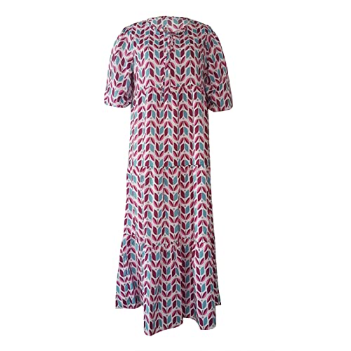 Kleid Damen Sommer Elegant V-Ausschnitt Lang Sommerkleid Boho Blumenkleid RüSchen Strandkleid A Linie FließEnd Maxikleid von WZYYDS