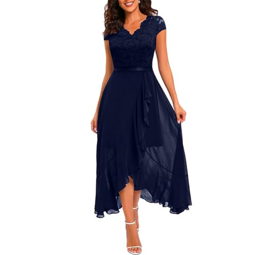 Kleid Hochzeitsgast Damen Sommer Ballkleider Lang Festliche Kleider Frauen Abendkleider Abendkleider Elegant FüR Hochzeit Cocktailkleid Spitzenkleid Chiffonkleid Brautjunferkleid Abschlusskleid von WZYYDS