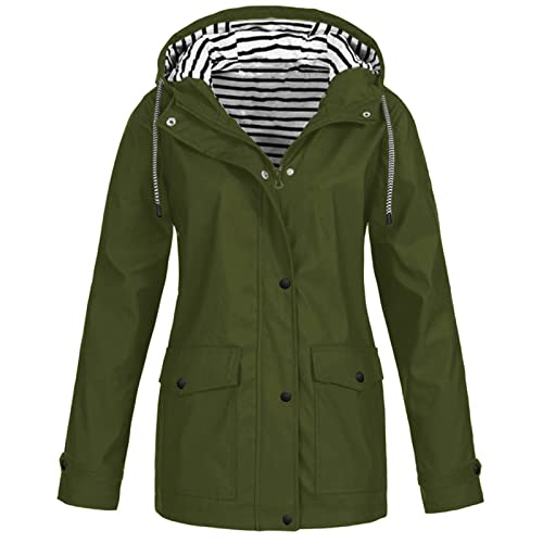 WZYYDS Regenjacke Damen Wasserdicht Regenmantel Wasserdicht Faltbar Windbreaker üBergangsjacke Softshelljacke Mit Kapuze Leicht Atmungsaktiv Softshelljacke Laufjacke Herbstjacke Herbstmantel von WZYYDS