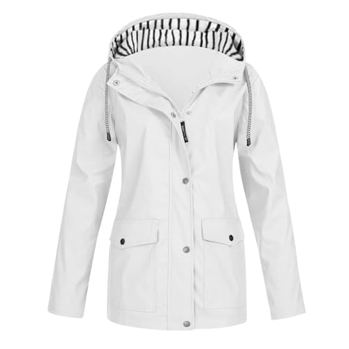 WZYYDS Regenjacke Damen Wasserdicht Regenmantel Wasserdicht Faltbar Windbreaker üBergangsjacke Softshelljacke Mit Kapuze Leicht Atmungsaktiv Softshelljacke Laufjacke Herbstjacke Herbstmantel von WZYYDS