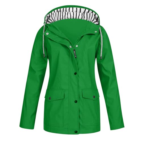 WZYYDS Regenjacke Damen Wasserdicht Regenmantel Wasserdicht Faltbar Windbreaker üBergangsjacke Softshelljacke Mit Kapuze Leicht Atmungsaktiv Softshelljacke Laufjacke Herbstjacke Herbstmantel von WZYYDS