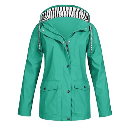 WZYYDS Regenjacke Damen Wasserdicht Regenmantel Wasserdicht Faltbar Windbreaker üBergangsjacke Softshelljacke Mit Kapuze Leicht Atmungsaktiv Softshelljacke Laufjacke Herbstjacke Herbstmantel von WZYYDS