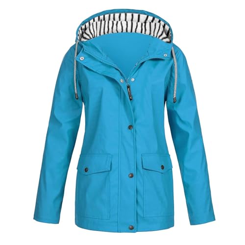 WZYYDS Regenjacke Damen Wasserdicht Regenmantel Wasserdicht Faltbar Windbreaker üBergangsjacke Softshelljacke Mit Kapuze Leicht Atmungsaktiv Softshelljacke Laufjacke Herbstjacke Herbstmantel von WZYYDS