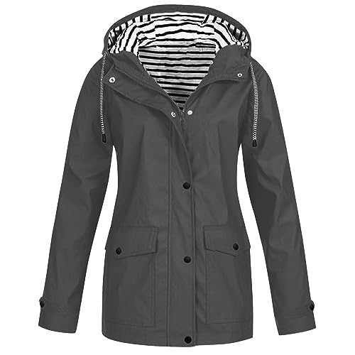WZYYDS Regenmantel Damen Wasserdicht Regenjacke Damen Wasserdicht Windbreaker üBergangsjacke Softshelljacke Mit Kapuze Leicht Sommer Atmungsaktiv Softshelljacke Laufjacke Herbstjacke von WZYYDS