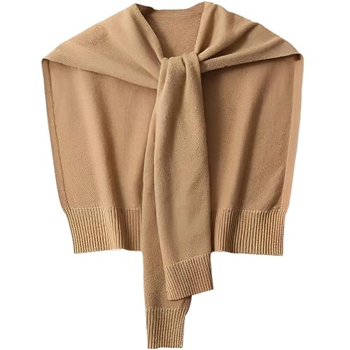 WaJuemy Pullover Schal Wraps für Frauen Pullover Gestrickt Geknotet Schals Reise Casual Schal Cape Schulter Tops Mode Wrap, Taupe, 15.8"*12.9"*22.05" von WaJuemy