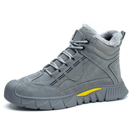 WaKsazlz Sicherheitsschuhe Herren Damen Arbeitsschuhe rutschfest Winter Sicherheitsstiefel mit Stahlkappe Warm Gefütterte von WaKsazlz