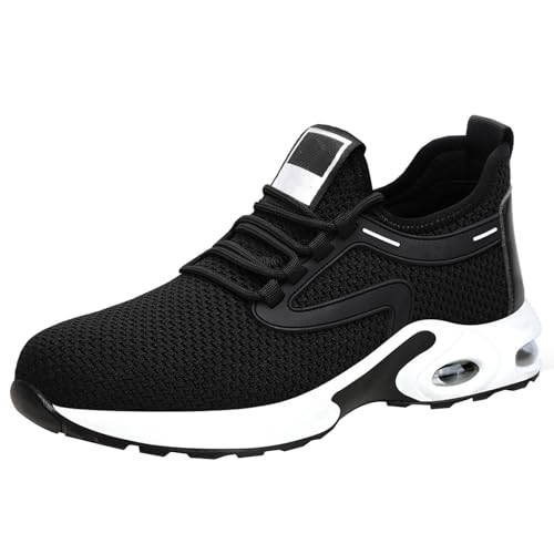 WaKsazlz Sicherheitsschuhe Herren Leicht Schwarz Arbeitsschuhe Damen Stahlkappe Sportlich Sneakers rutschfest Schutzschuhe von WaKsazlz