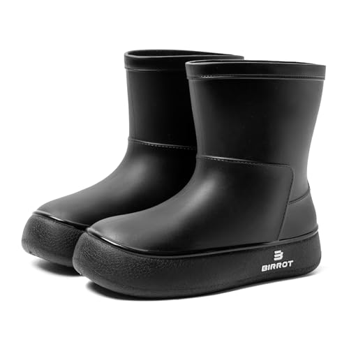 WaVkMoxy Gummistiefel Damen Regenschuhe mit Winter Herbst Frühling rutschfeste Stiefel Black 39 EU von WaVkMoxy