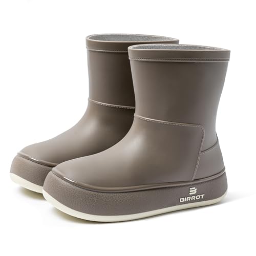 WaVkMoxy Gummistiefel Damen Regenschuhe mit Winter Herbst Frühling rutschfeste Stiefel Grey 37 EU von WaVkMoxy
