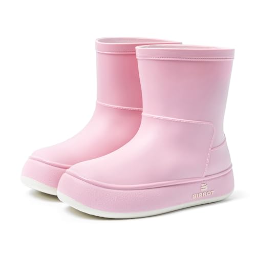 WaVkMoxy Gummistiefel Damen Regenschuhe mit Winter Herbst Frühling rutschfeste Stiefel Pink 38 EU von WaVkMoxy