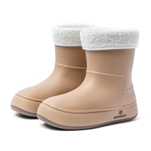 WaVkMoxy Gefütterte Gummistiefel Damen Thermo Halbhohe warme Winter Herbst Frühling Stiefel mit Futter Regenschuhe Brown 37 EU von WaVkMoxy