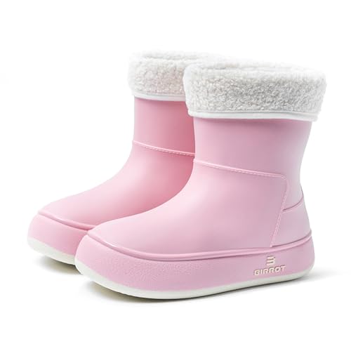 WaVkMoxy Gefütterte Gummistiefel Damen Thermo Halbhohe warme Winter Herbst Frühling Stiefel mit Futter Regenschuhe Pink 39 EU von WaVkMoxy