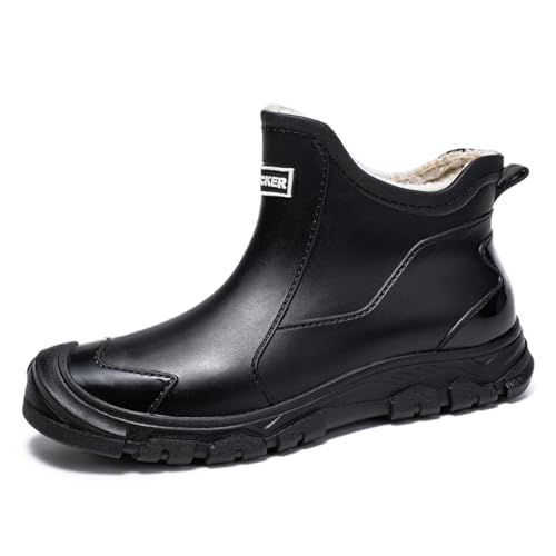 WaVkMoxy Gummistiefel Herren Damen Winterschuhe Herren Wasserdicht rutschfest und Warm Halten Gummistiefel Herren GefüTtert Arbeitsschuhe Damen Geeignet für Regentag Feuchte Umgebung Black42EU von WaVkMoxy
