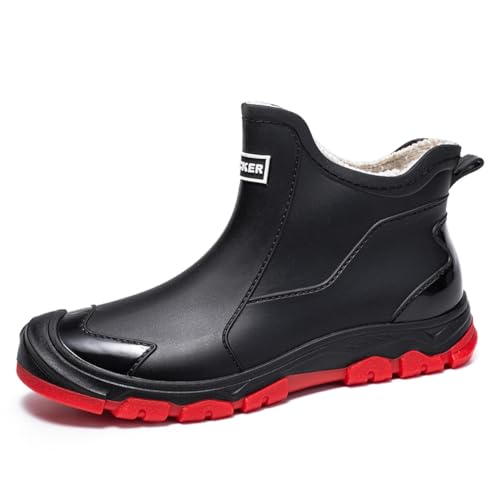 WaVkMoxy Gummistiefel Herren Damen Winterschuhe Herren Wasserdicht rutschfest und Warm Halten Gummistiefel Herren GefüTtert Arbeitsschuhe Damen Geeignet für Regentag Feuchte Umgebung Red41EU von WaVkMoxy