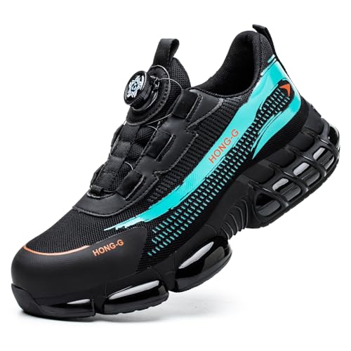 WaVkMoxy Sicherheitsschuhe Herren Damen Sportliche Arbeitsschuhe Leicht Stahlkappenschuhe Drehknopf Anti-Smash und Anti-Punktur Atmungsaktiv Versicherung Schuhe Blue40 von WaVkMoxy