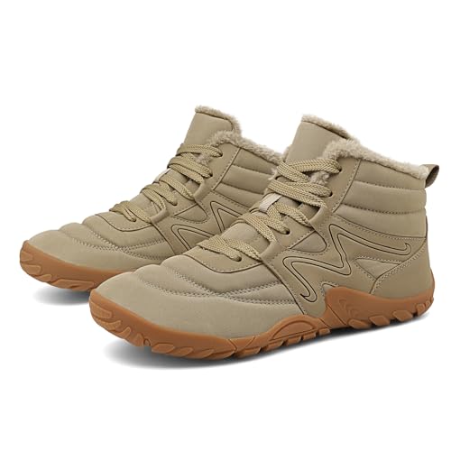WaVkMoxy Winterschuhe Herren Damen Warm Schneestiefel Wasserdicht Winterstiefel Trekking Wanderstiefel Winter Outdoor rutschfeste Brown 45 EU von WaVkMoxy