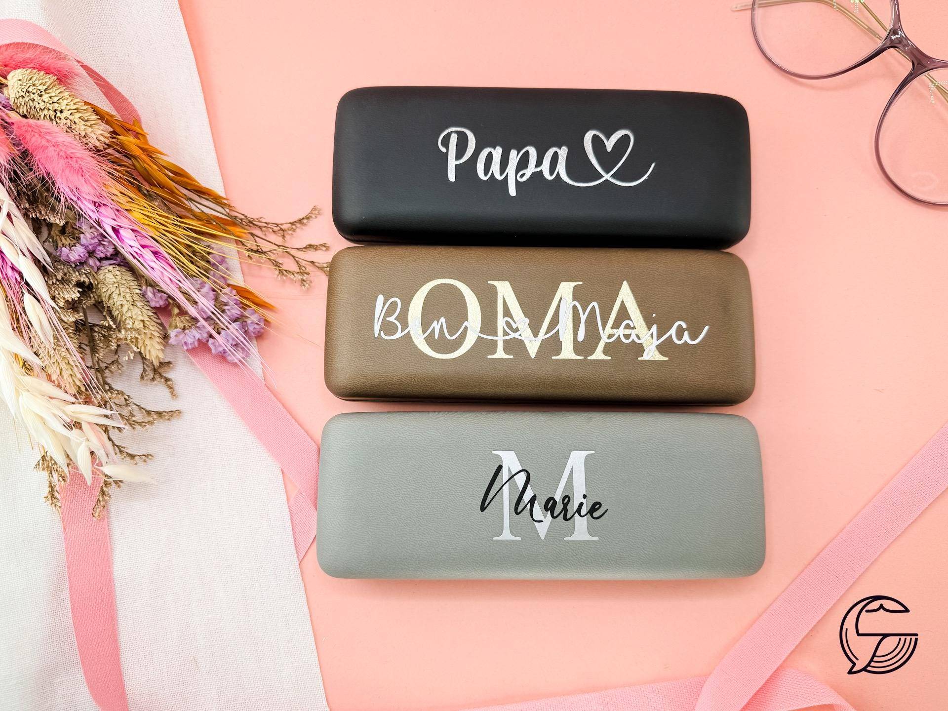 Personalisiertes Brillenetui Namen | Brillenschachtel Geschenk Geburtstag Jubiläum Weihnachten Gold Silber Kunstleder Softtouch von WaalinaDesign