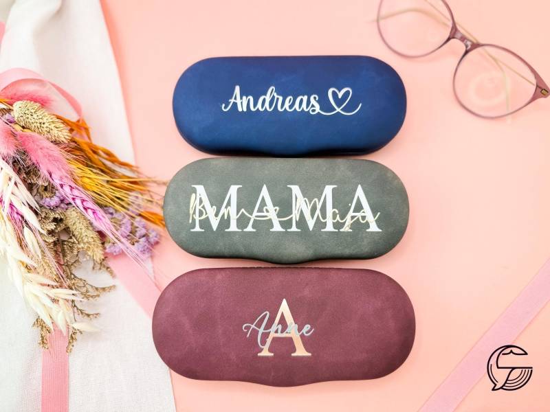 Personalisiertes Brillenetui Namen | Brillenschachtel Geschenk Geburtstag Jubiläum Weihnachten Gold Silber Nubukoptik Wildlederoptik von WaalinaDesign