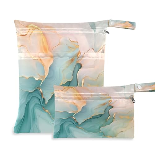 Waassud Abstrakte Flüssigkeitskunst, wiederverwendbar, für Nass- und Trockentaschen, Organizer, Wickeltasche, Organisationstasche mit 2 Reißverschlusstaschen für Badeanzug, Fitnessstudio-Kleidung, von Waassud