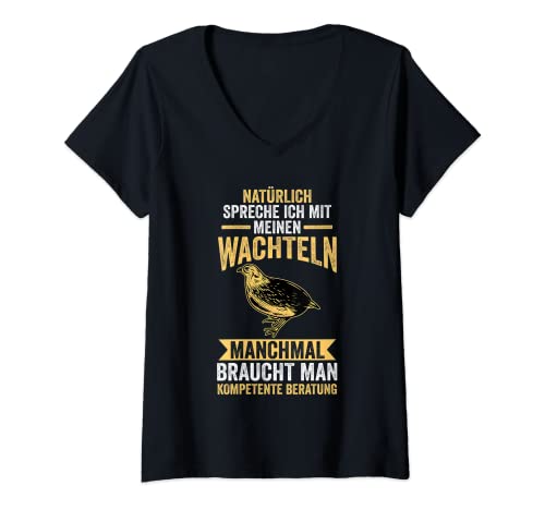 Damen Wachtel T-Shirt mit V-Ausschnitt von Wachteln Wachtel Geschenk