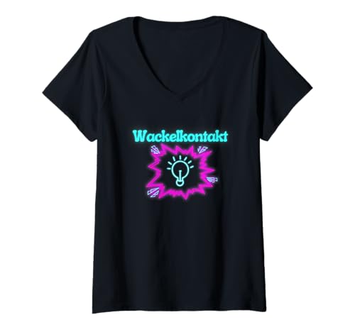 Damen Wackelkontakt Zebrastreifenpferd Aua Aua Malle B06 T-Shirt mit V-Ausschnitt von Wackelkontakt Mallorca Aua Aua Fun Saufen