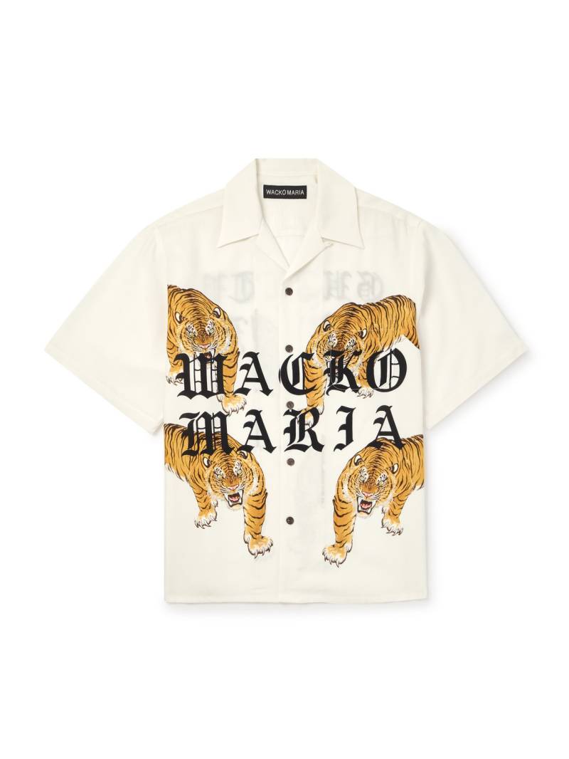 Wacko Maria - Convertible-Collar Logo-Print Recycled-TENCEL™ Shirt - Men - White - M von Wacko Maria