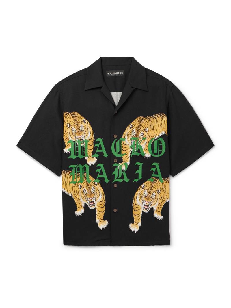 Wacko Maria - Convertible-Collar Printed Recycled-TENCEL™ Shirt - Men - Black - XL von Wacko Maria