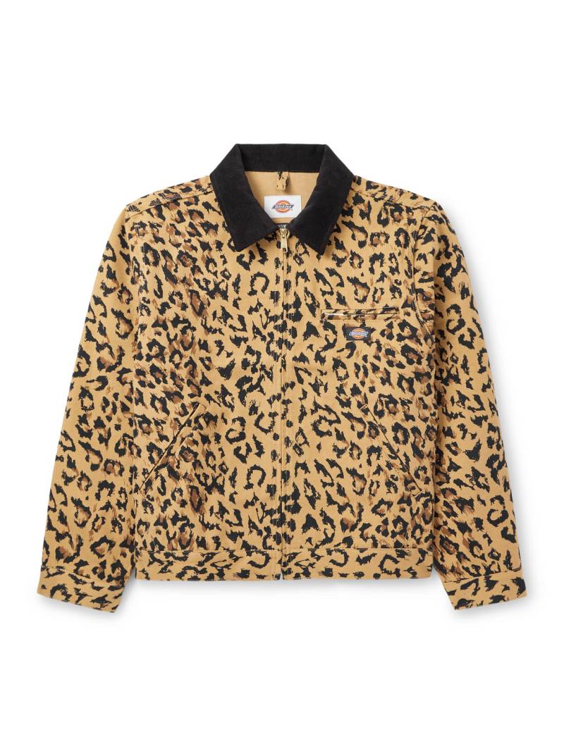Wacko Maria - Dickies® Logo-Appliquéd Corduroy-Trimmed Leopard-Print Cotton-Canvas Jacket - Men - Animal print - L von Wacko Maria