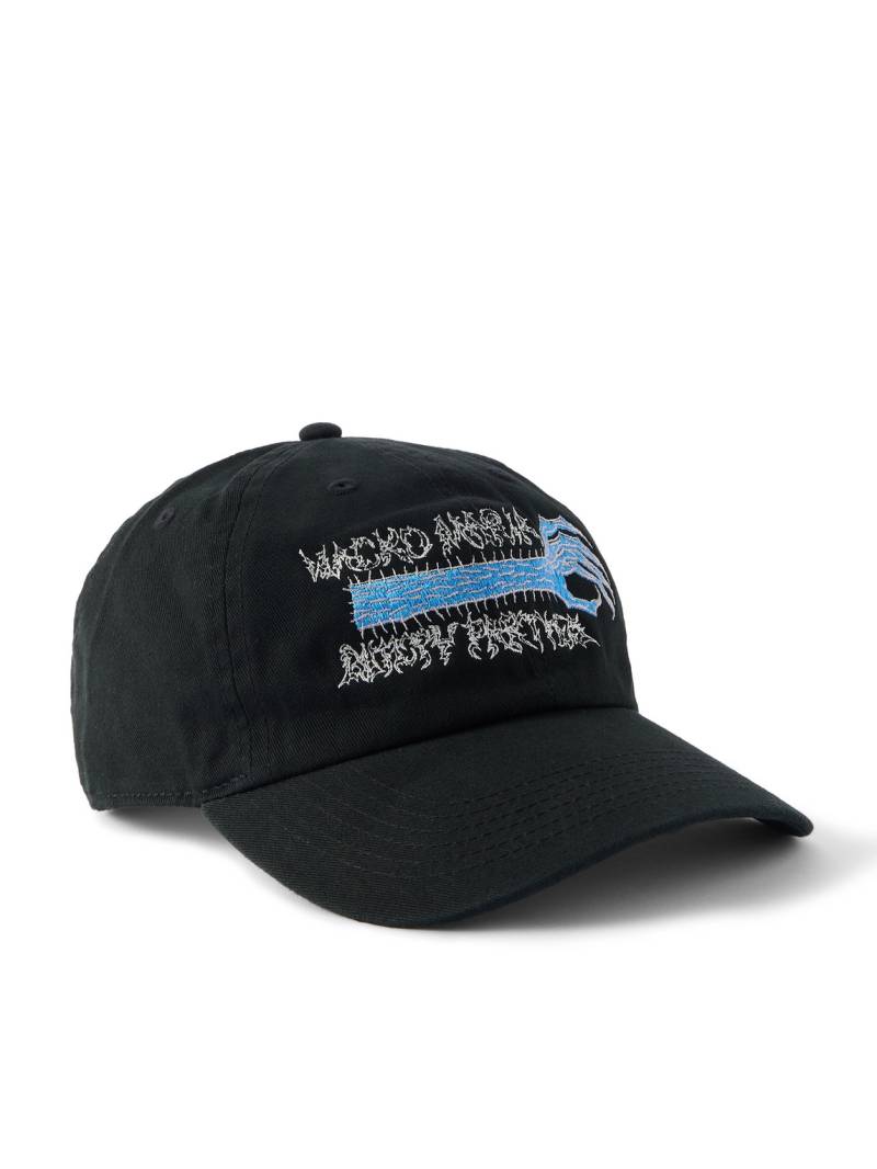 Wacko Maria - Neck Face Logo-Embroidered Cotton-Twill Baseball Cap - Men - Black von Wacko Maria