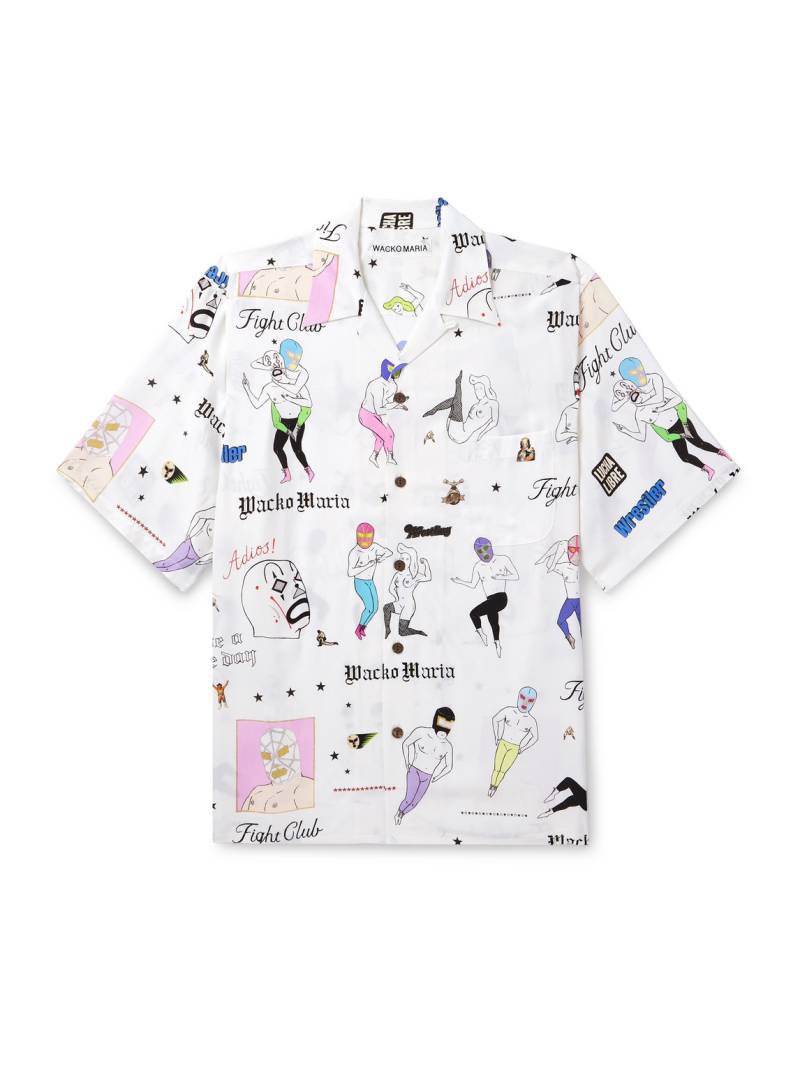 Wacko Maria - Type-10 Convertible-Collar Printed Matte-Satin Twill Shirt - Men - White - S von Wacko Maria